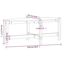 Berkfield Home Coffee Table Grey 118x63x45 cm Solid Wood Pine - Size: 118 x 63 x 45 cm - thumbnail 8