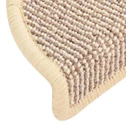 Berkfield Home Carpet Stair Treads 15 pcs White & Brown 56x17x3 cm in Natural - Size: Medium - thumbnail 6