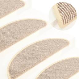 Berkfield Home Carpet Stair Treads 15 pcs White & Brown 56x17x3 cm in Natural - Size: Medium - thumbnail 2