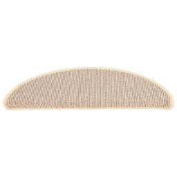 Berkfield Home Carpet Stair Treads 15 pcs White & Brown 56x17x3 cm in Natural - Size: Medium - thumbnail 4