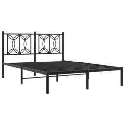 Berkfield Home Metal Bed Frame without Mattress with Headboard Black 135x190cm - Size: 135x190 cm - thumbnail 3