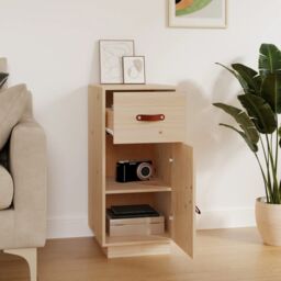 Berkfield Home Sideboard 34x40x75 cm Solid Wood Pine in Brown - Size: 34 x 40 x 75 cm - thumbnail 3