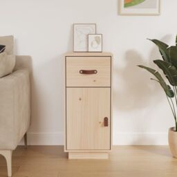 Berkfield Home Sideboard 34x40x75 cm Solid Wood Pine in Brown - Size: 34 x 40 x 75 cm - thumbnail 1