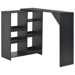 Berkfield Home Bar Table with Moveable Shelf Black 138x39x110 cm - Size: 138 x 39 x 110 cm - thumbnail 1