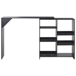 Berkfield Home Bar Table with Moveable Shelf Black 138x39x110 cm - Size: 138 x 39 x 110 cm - thumbnail 3