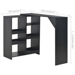Berkfield Home Bar Table with Moveable Shelf Black 138x39x110 cm - Size: 138 x 39 x 110 cm - thumbnail 6