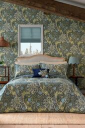 Morris & Co 'Seaweed' Cotton Duvet Cover Set in Dark Blue - Size: King - thumbnail 1