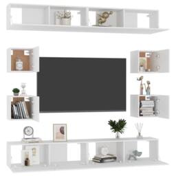 Berkfield Home 8 Piece TV Cabinet Set White Engineered Wood - thumbnail 3
