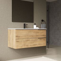 Banyetti Celtic 1000mm Wall Hung Bathroom Vanity Unit with Lira Basin - Ostippo Oak in Light Oak - thumbnail 6