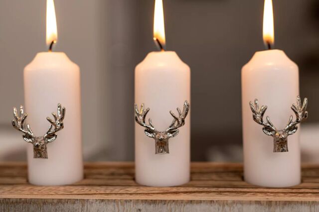 Marco Paul Silver Stag Head Candle Pins Stag Accessories Reindeer Candle - image 1