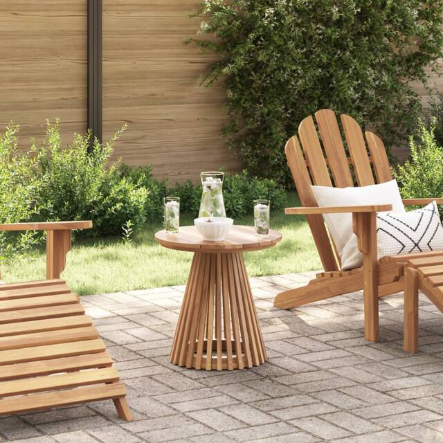 Berkfield Home Garden Side Table √ò50x49.5 cm Solid Wood Teak in Brown - Size: 50x49.5 cm - image 1