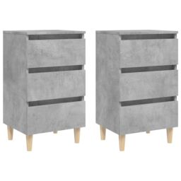 Berkfield Home Bed Cabinets & Solid Wood Legs 2 pcs Concrete Grey 40x35x69 cm - Size: 40 x 35 x 69 cm - thumbnail 2