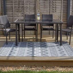 Marco Paul 210cm x 150cm Outdoor Alfresco Rug - Aztec Slate in Grey - Size: 150 cm x 210 cm - thumbnail 1