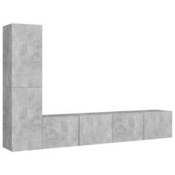 Berkfield Home 4 Piece TV Cabinet Set Concrete Grey Engineered Wood - thumbnail 2