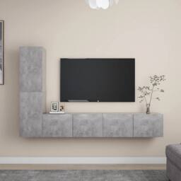 Berkfield Home 4 Piece TV Cabinet Set Concrete Grey Engineered Wood - thumbnail 1