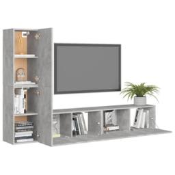 Berkfield Home 4 Piece TV Cabinet Set Concrete Grey Engineered Wood - thumbnail 3