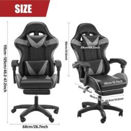 EONLION Ergonomic Gaming Chair Executive Office Computer in Black - Size: 100 cm - thumbnail 2