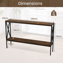 Costway Industrial Console Table 2-Tier Narrow Sofa Table Behind Couch in Brown - thumbnail 5
