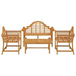 Berkfield Home Beautiful 4 Piece Garden Lounge Set Solid Wood Teak in Brown