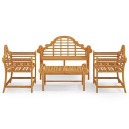 Berkfield Home Beautiful 4 Piece Garden Lounge Set Solid Wood Teak in Brown - thumbnail 3