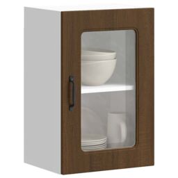 Berkfield Home Kitchen Wall Cabinet with Glass Door Kalmar Brown Oak Engineered Wood - thumbnail 1
