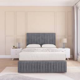 "Sloomy Madison Divan Bed Base No Drawers 12"" Footboard & 54"" Floor Standing Headboard in Dark Grey - Size: Super King" - thumbnail 2
