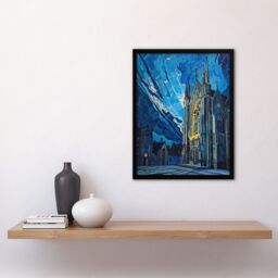 "Artery8 York Minster Cathedral Night Concept Art Church Framed Art Print in Blue - Size: W12"" x H16""" - thumbnail 4