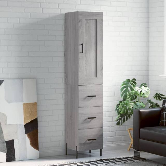 Berkfield Home Highboard Grey Sonoma 34.5x34x180 cm Engineered Wood - image 1