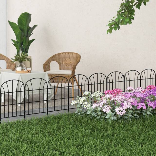 OUTSUNNY Decoration Garden Fence, 24in x 8.7ft Outdoor Picket Fence Panels, 8PCs Rustproof Metal Wire Landscape Flower Bed Border Edging Animal - image 1