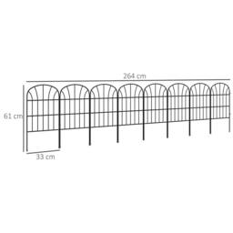OUTSUNNY Decoration Garden Fence, 24in x 8.7ft Outdoor Picket Fence Panels, 8PCs Rustproof Metal Wire Landscape Flower Bed Border Edging Animal - thumbnail 3