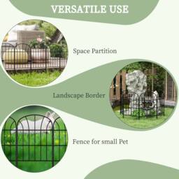 OUTSUNNY Decoration Garden Fence, 24in x 8.7ft Outdoor Picket Fence Panels, 8PCs Rustproof Metal Wire Landscape Flower Bed Border Edging Animal - thumbnail 6
