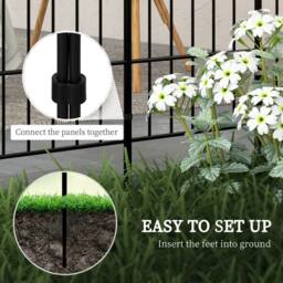 OUTSUNNY Decoration Garden Fence, 24in x 8.7ft Outdoor Picket Fence Panels, 8PCs Rustproof Metal Wire Landscape Flower Bed Border Edging Animal - thumbnail 4