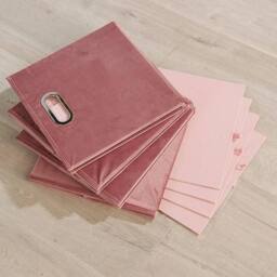 NESTLUNE Square Storage Utility Box Folding Flat Velvet Blush Fabric in Pink - thumbnail 4