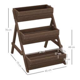 OUTSUNNY 3 Tier Raised Garden Bed Wooden Elevated Planter Box Kit, Tan - thumbnail 3