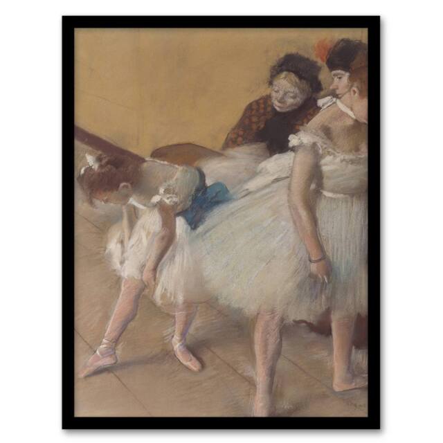 Artery8 Edgar Degas Framed Wall Art Print Ballerina Dance Examination in Beige - Size: A4 - image 1