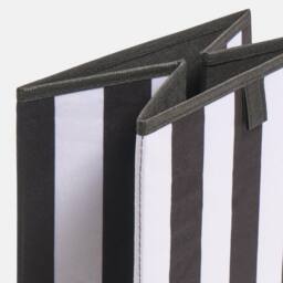 OHS 2 x Stripe Print Cube Storage Boxes Folding Shoe Organiser in Black - thumbnail 5