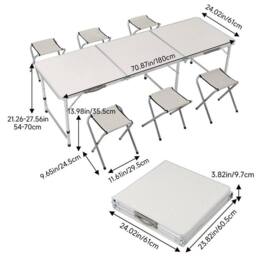 Ventryn 6ft Folding Table Chair Set for Outdoor Party Picnic BBQ & Stall in Silver - thumbnail 2