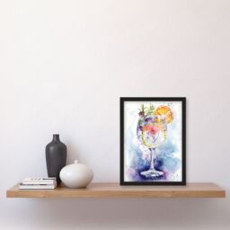 "Artery8 Sloe Gin Tonic Fruit Cocktail Modern Watercolour Framed Art Print in Blue - Size: W12"" x H16""" - thumbnail 4