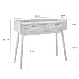 CALICOSY PALMO 2-Drawer Console Table With Rattan Fronts in Light Brown - thumbnail 7