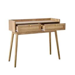 CALICOSY PALMO 2-Drawer Console Table With Rattan Fronts in Light Brown - thumbnail 6