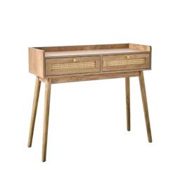 CALICOSY PALMO 2-Drawer Console Table With Rattan Fronts in Light Brown - thumbnail 8
