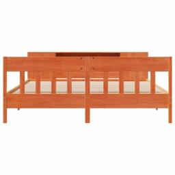 Berkfield Home Bookcase Bed without Mattress Wax Brown 200x200cm Solid Wood Pine - Size: 200x200 cm - thumbnail 4