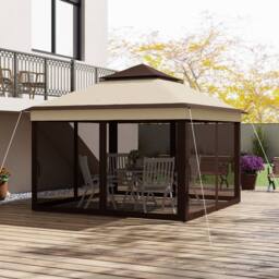 Matteo Beige 3x3m Pop Up Gazebo - Height Adjustable with Mesh Walls - thumbnail 7