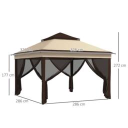 Matteo Beige 3x3m Pop Up Gazebo - Height Adjustable with Mesh Walls - thumbnail 3
