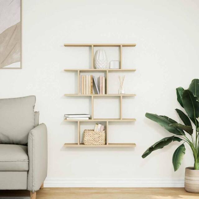 Berkfield Home Wall Cube Shelf 12 Compartments Sonoma Oak Engineered Wood in Light Brown - image 1