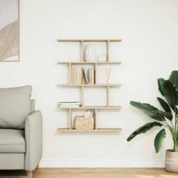 Berkfield Home Wall Cube Shelf 12 Compartments Sonoma Oak Engineered Wood in Light Brown - thumbnail 1