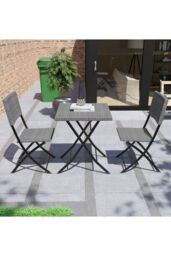 Home Discount 3Pcs Garden Vida Capri 2 Seater Rattan Bistro UKFR Fabric Furniture in Grey - thumbnail 3