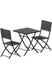 Home Discount 3Pcs Garden Vida Capri 2 Seater Rattan Bistro UKFR Fabric Furniture in Grey - thumbnail 6