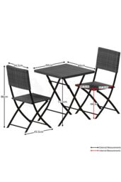 Home Discount 3Pcs Garden Vida Capri 2 Seater Rattan Bistro UKFR Fabric Furniture in Grey - thumbnail 2