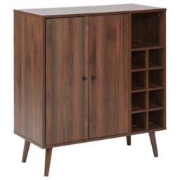 Wyld and Coco Home Sideboard Dark Engineered Wood 2-Door with 8-Bottle Wine Rack in Brown - thumbnail 2